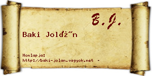 Baki Jolán névjegykártya